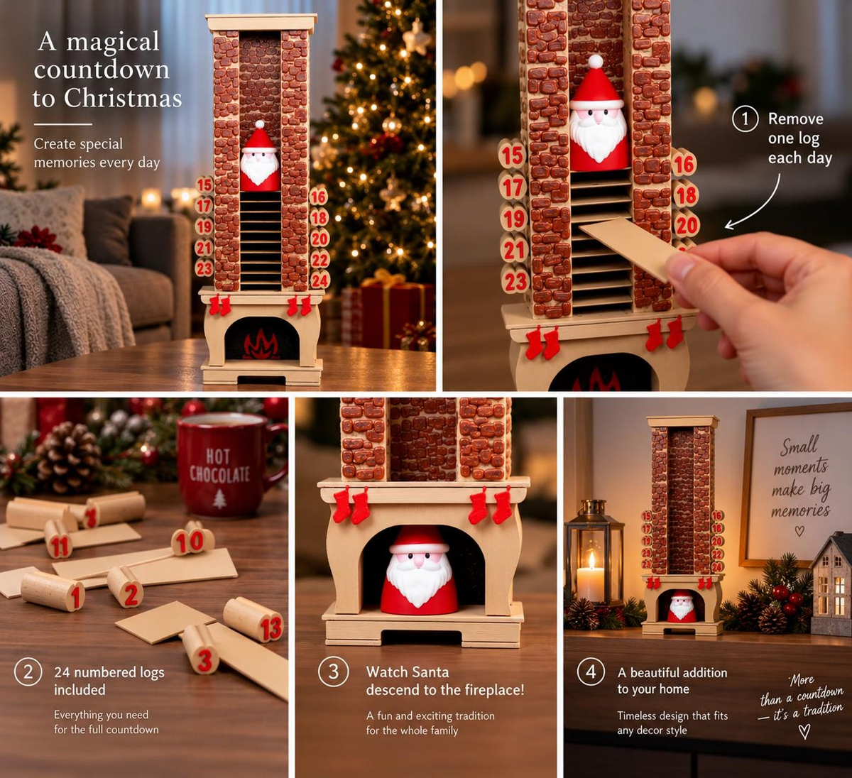 🎄 Santa Chimney Christmas Countdown – 24-Day Interactive Christmas Decoration