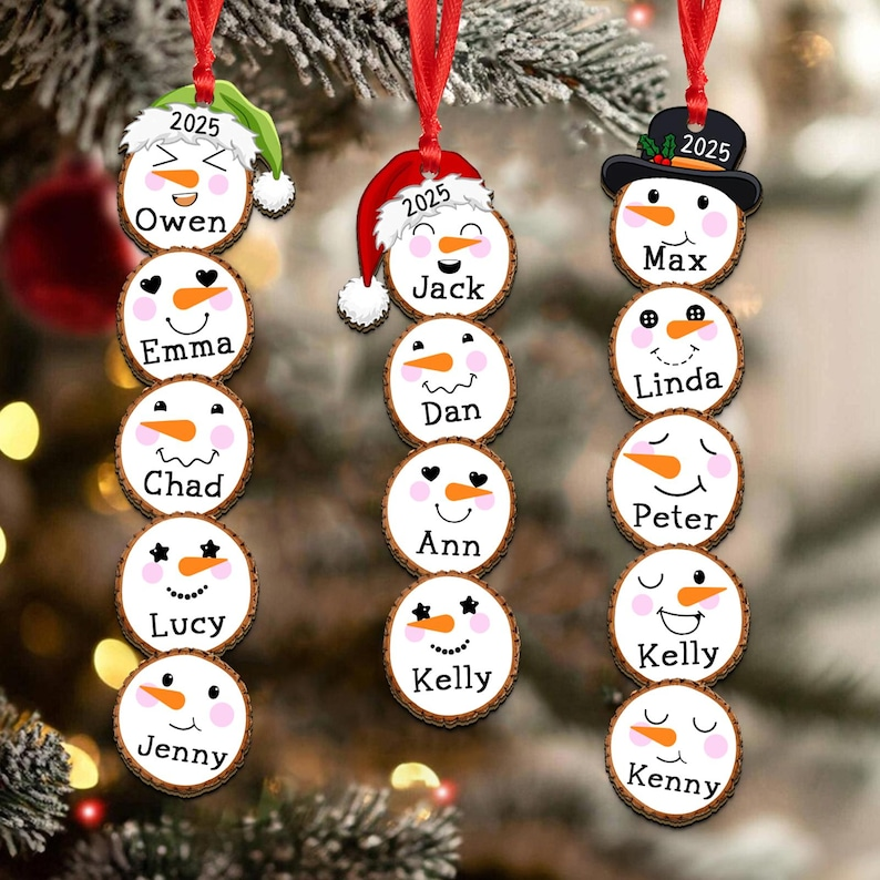 Custom Snowman Christmas Ornament 2025, Family Ornament Gift Ideas, Family Snowman Ornament Custom, Christmas Tree Ornament, Family Ornament
