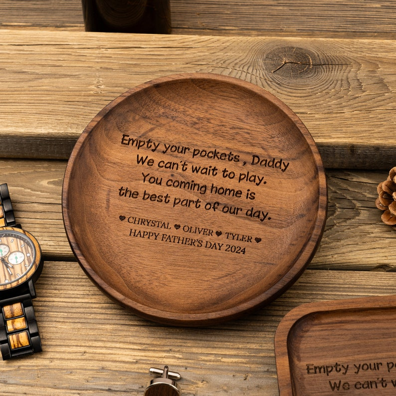 Personalized Valet Tray for Dad, Father's Day Gift, Catch All Table Tray, Birthday Gifts for Dad, Custom Valet Tray, Engraved Key Tray