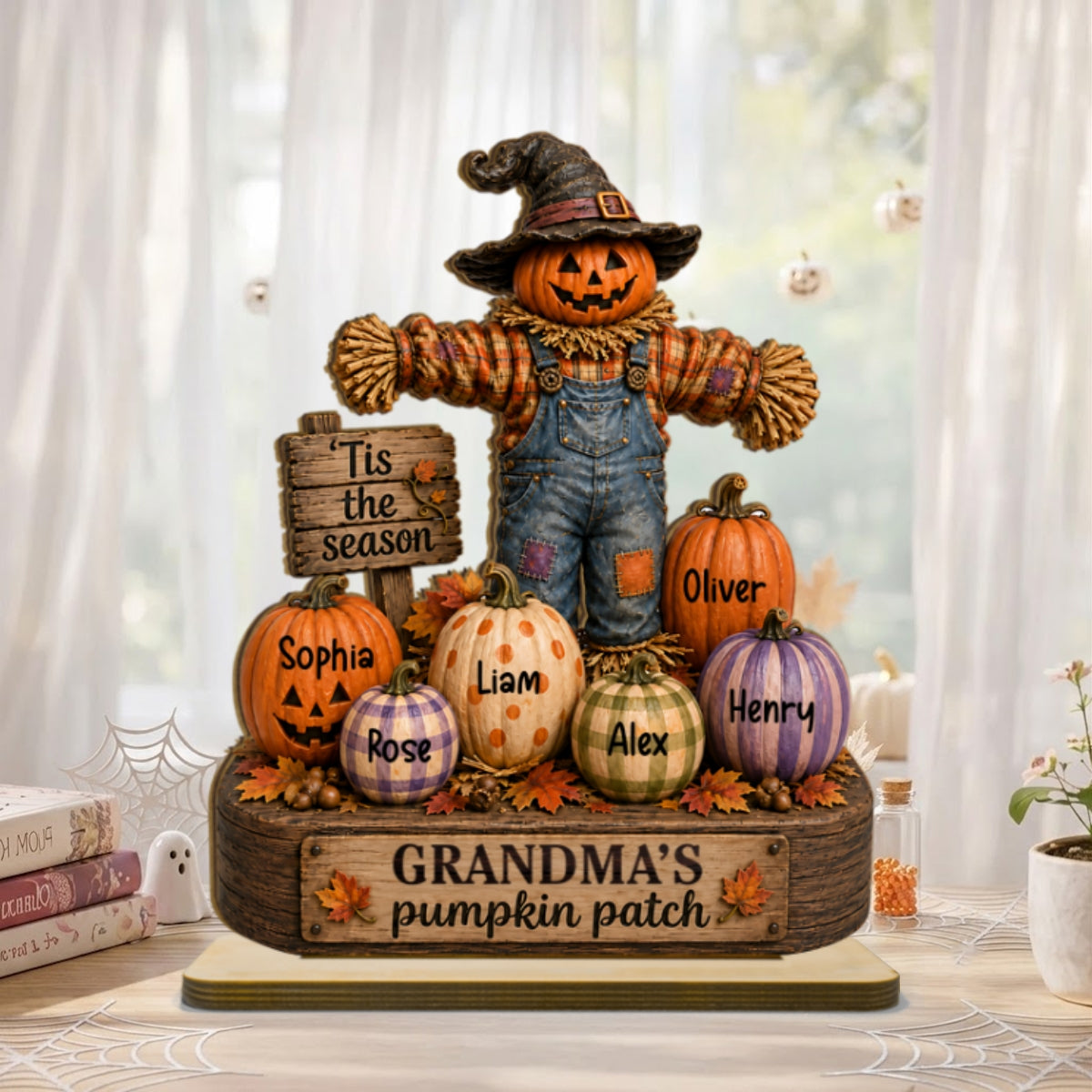 Grandparents' Pumpkin Patch Scarecrow - Personalized 2-Layered Wooden Plaque - Halloween Fall Decor for  Grandparents