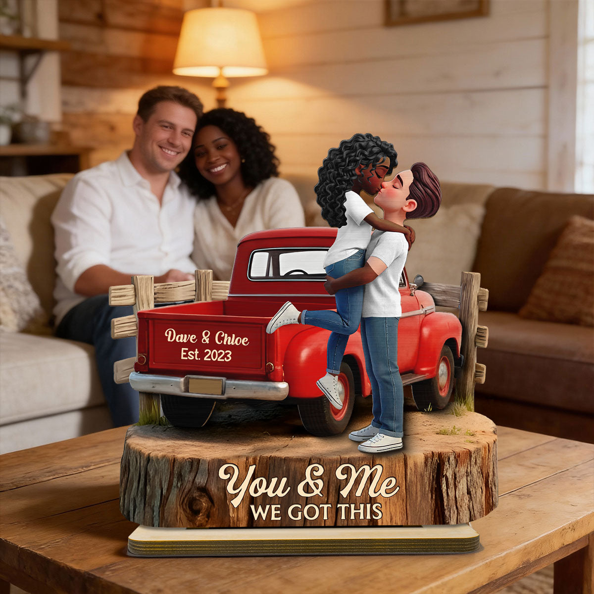 Romantic Couple Pickup Truck You & Me We Got This - Personalized 2-Layered Wooden Plaque - Anniversary Gift, Wedding Gift For Couple, Farmhouse Decor