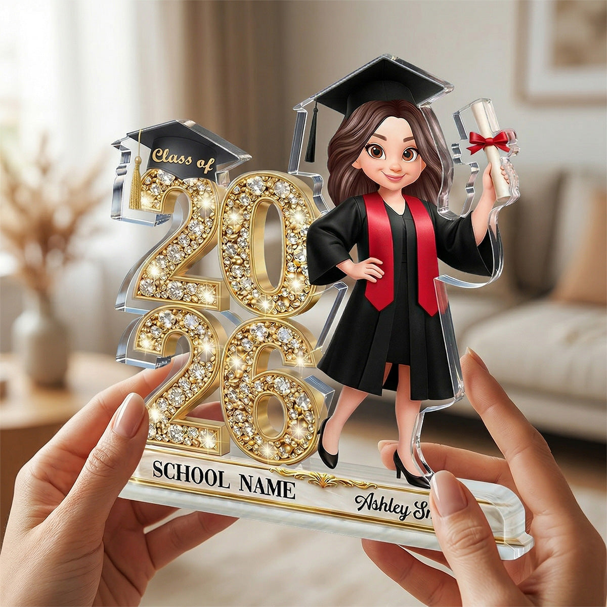 Class Of Year Graduation Behind You All Your Dream - Personalized Acrylic Block Plaque - Graduation Gift For Graduates, Daughter, Son