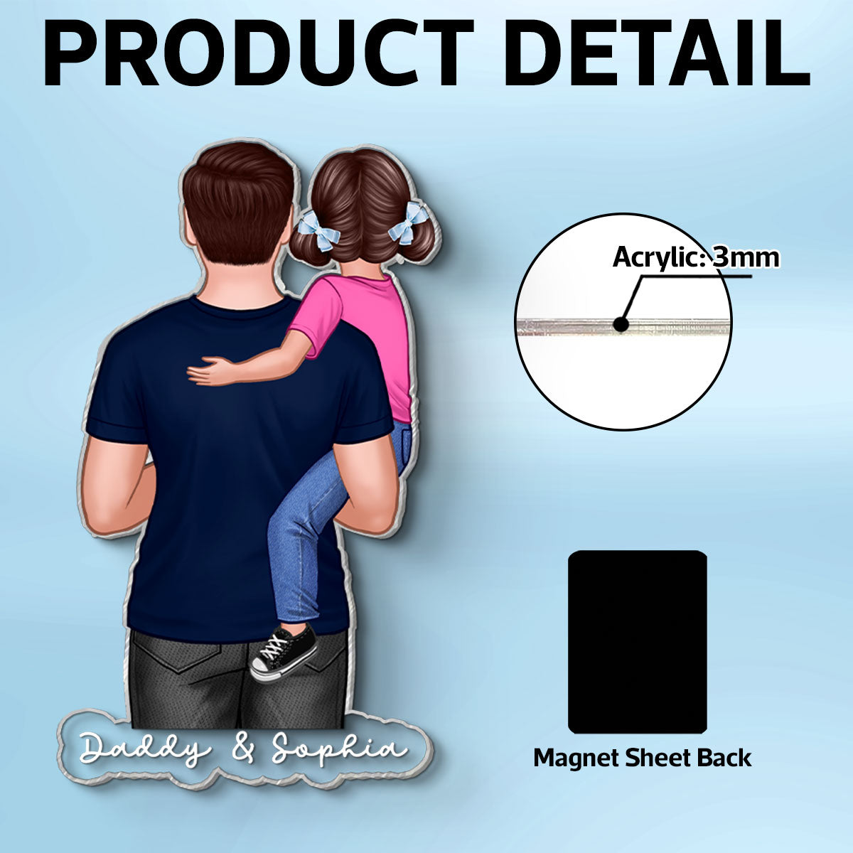 Dad Grandpa Papa Holding Kids - Personalized Acrylic Fridge Magnet - Father's Day Gift For Dad, Grandpa, Papa