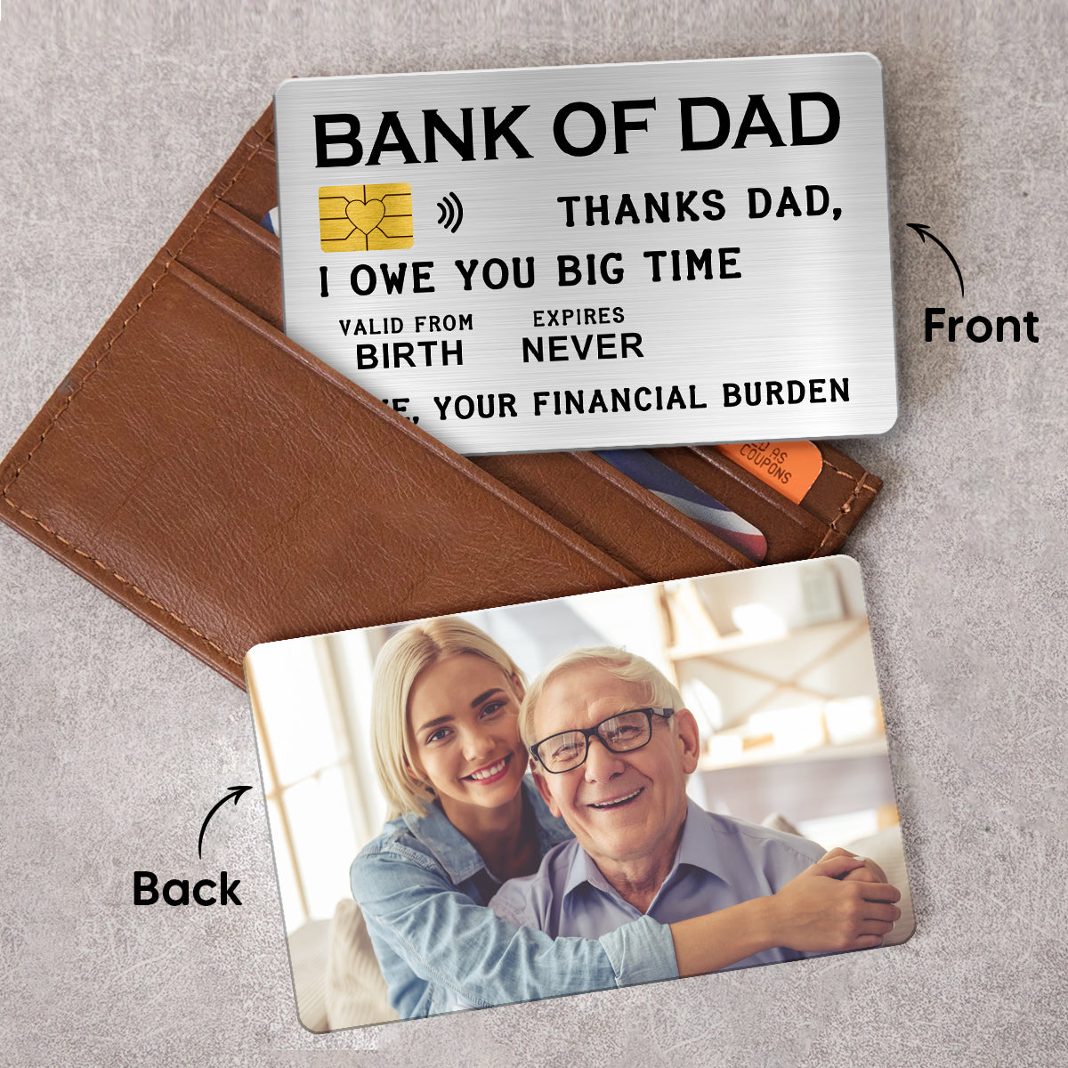 Bank Of Dad Custom Photo Funny Wallet Insert Personalized Metal Wallet Card