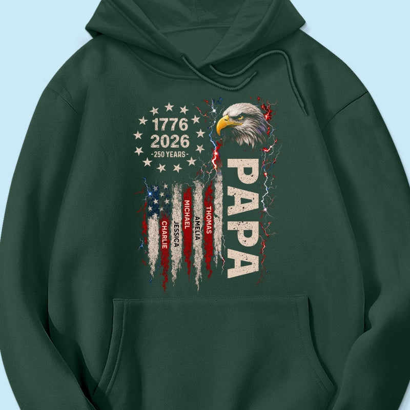 Patriotic Eagle Grandpa USA 250th Anniversary - Personalized Shirt - Father's Day Gift for Dad, Grandpa, Husband