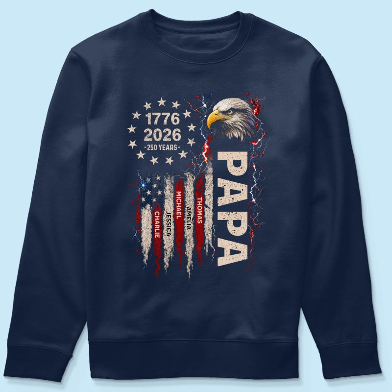 Patriotic Eagle Grandpa USA 250th Anniversary - Personalized Shirt - Father's Day Gift for Dad, Grandpa, Husband