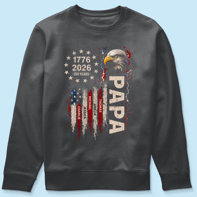 Patriotic Eagle Grandpa USA 250th Anniversary - Personalized Shirt - Father's Day Gift for Dad, Grandpa, Husband