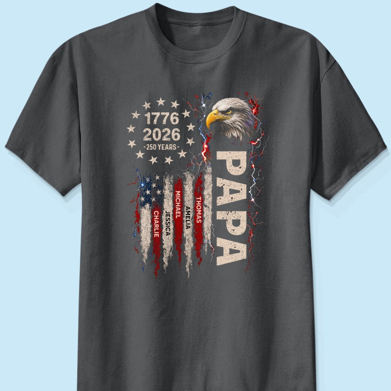 Patriotic Eagle Grandpa USA 250th Anniversary - Personalized Shirt - Father's Day Gift for Dad, Grandpa, Husband