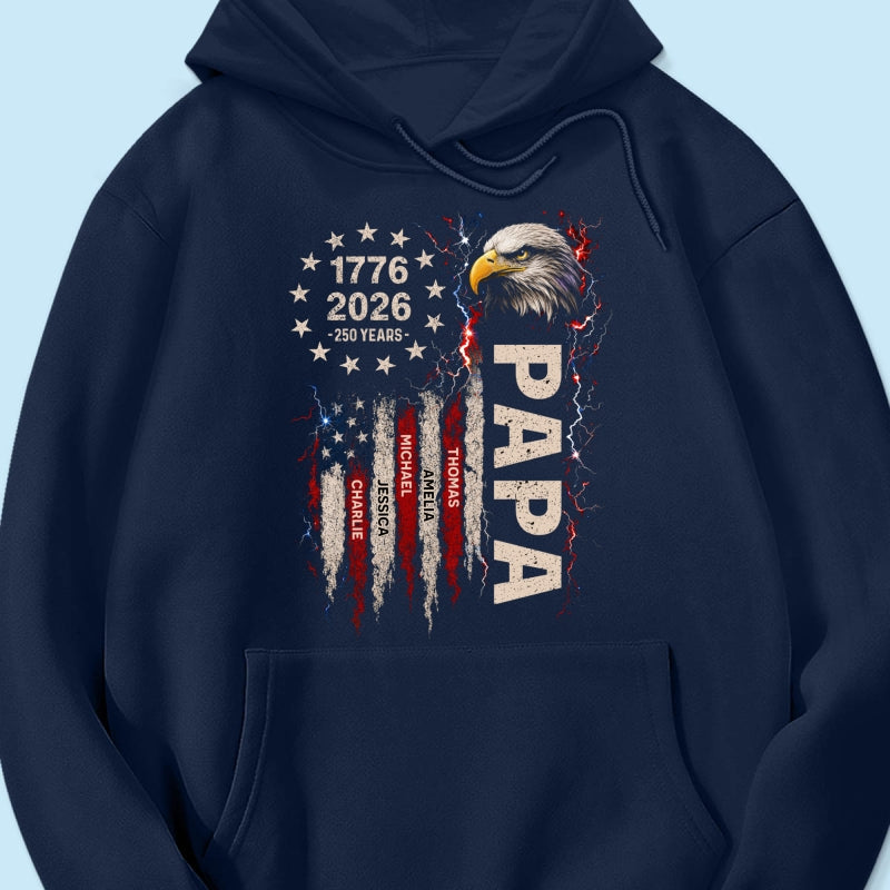 Patriotic Eagle Grandpa USA 250th Anniversary - Personalized Shirt - Father's Day Gift for Dad, Grandpa, Husband