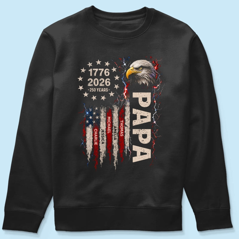 Patriotic Eagle Grandpa USA 250th Anniversary - Personalized Shirt - Father's Day Gift for Dad, Grandpa, Husband
