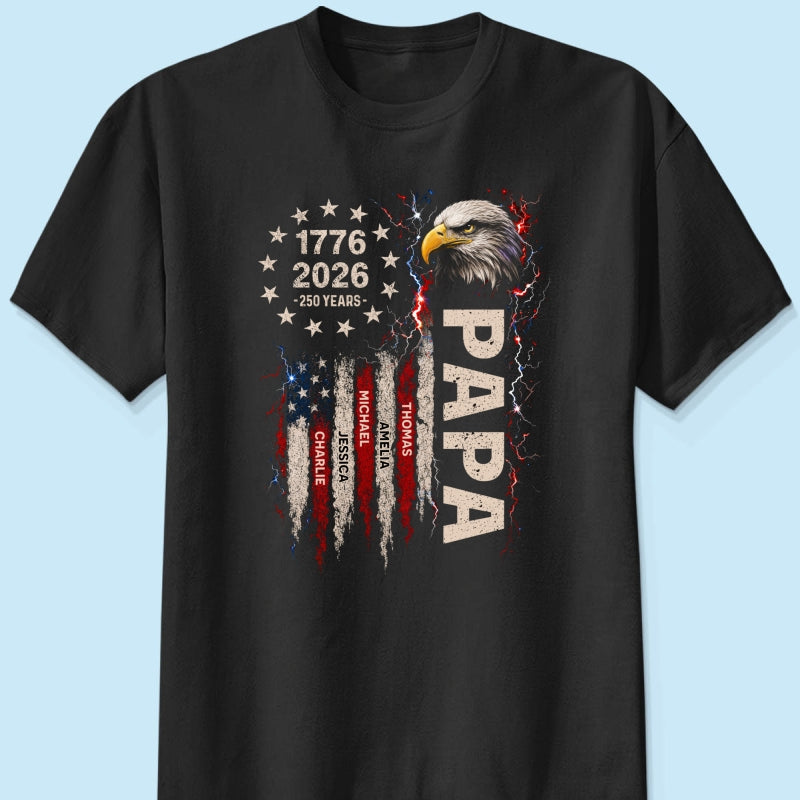Patriotic Eagle Grandpa USA 250th Anniversary - Personalized Shirt - Father's Day Gift for Dad, Grandpa, Husband