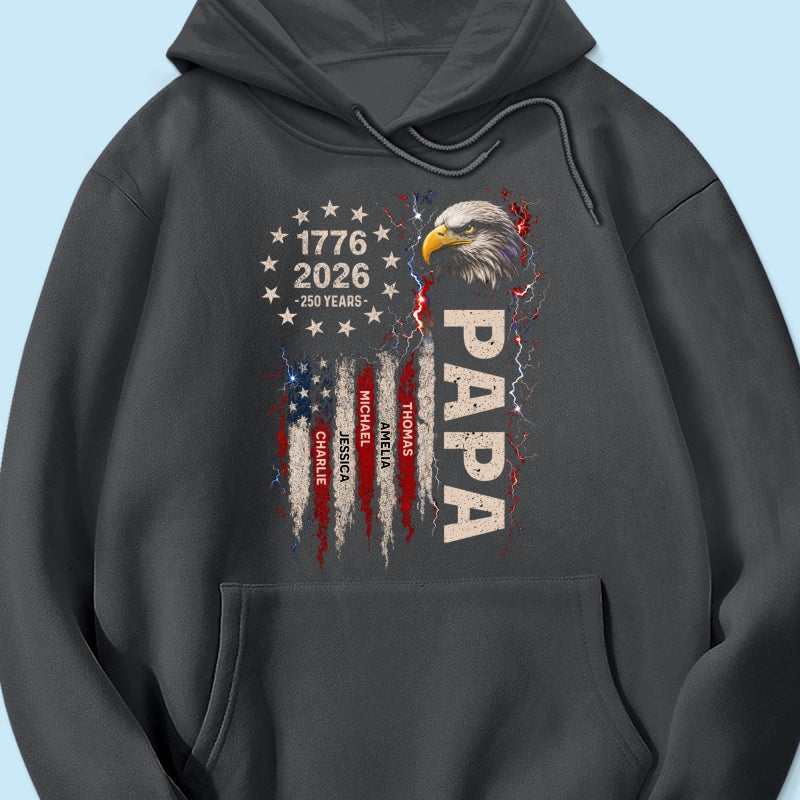 Patriotic Eagle Grandpa USA 250th Anniversary - Personalized Shirt - Father's Day Gift for Dad, Grandpa, Husband