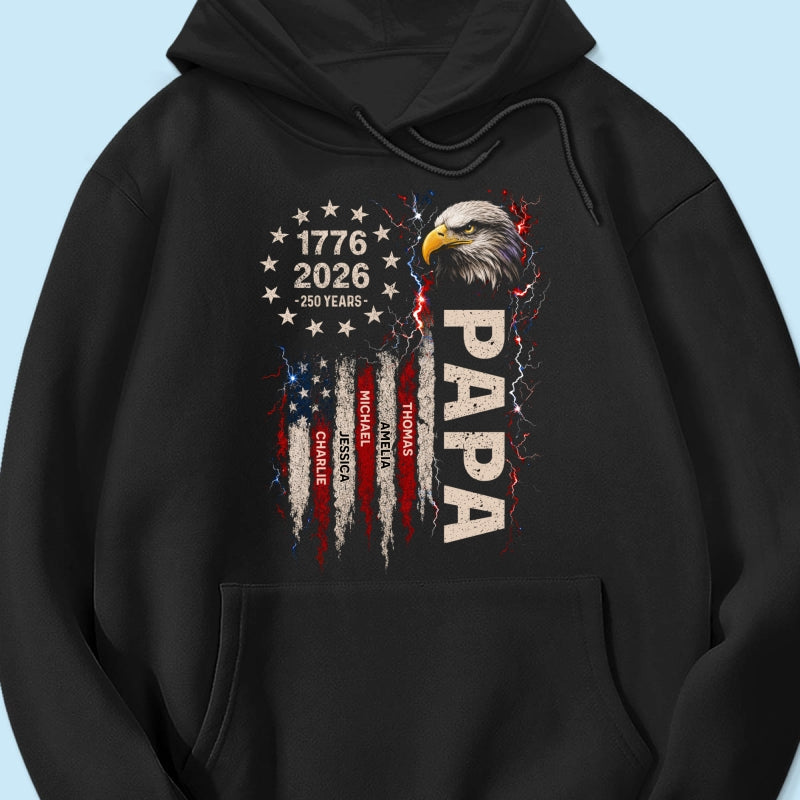 Patriotic Eagle Grandpa USA 250th Anniversary - Personalized Shirt - Father's Day Gift for Dad, Grandpa, Husband