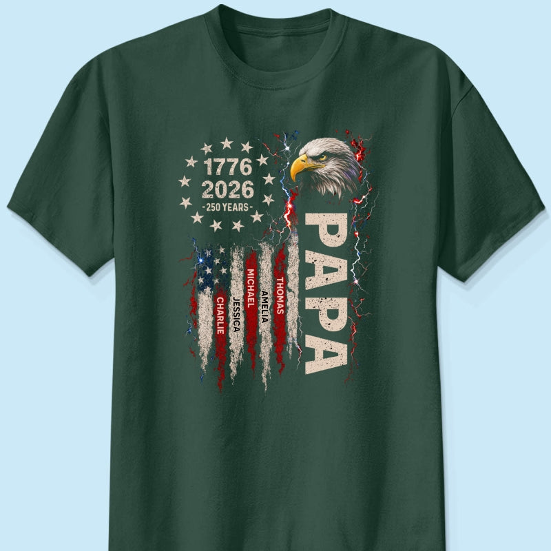 Patriotic Eagle Grandpa USA 250th Anniversary - Personalized Shirt - Father's Day Gift for Dad, Grandpa, Husband