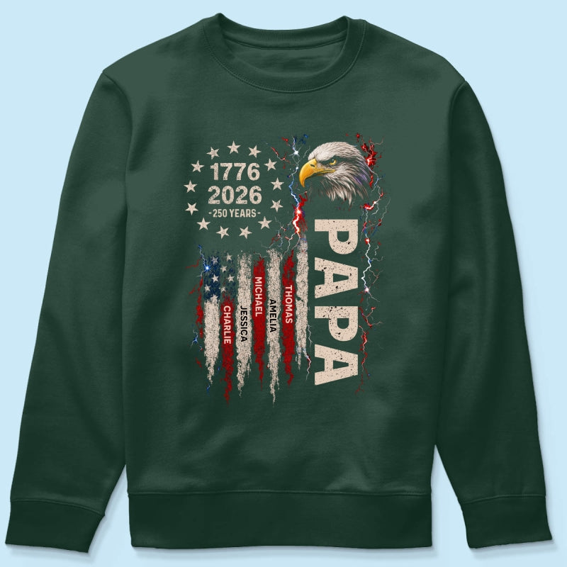 Patriotic Eagle Grandpa USA 250th Anniversary - Personalized Shirt - Father's Day Gift for Dad, Grandpa, Husband