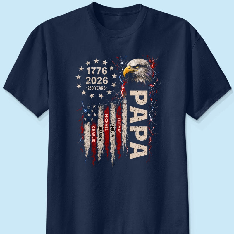 Patriotic Eagle Grandpa USA 250th Anniversary - Personalized Shirt - Father's Day Gift for Dad, Grandpa, Husband