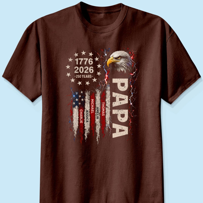 Patriotic Eagle Grandpa USA 250th Anniversary - Personalized Shirt - Father's Day Gift for Dad, Grandpa, Husband