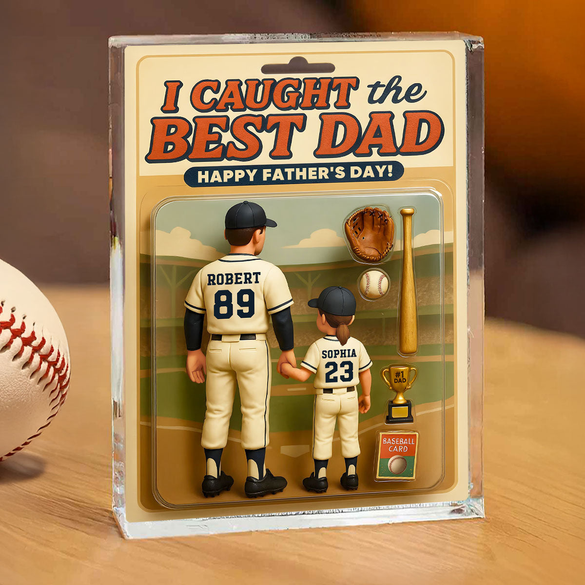 We Caught the Best Dad, Grandpa Baseball - Personalized Acrylic Block Plaque - Gift For Dad, Gift For Husband, Gift For Grandpa