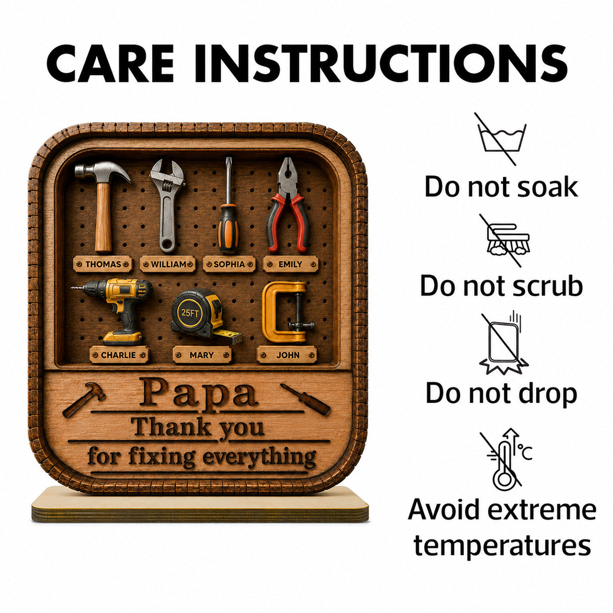 Dad Grandpa Tool Box - Personalized 2-Layered Wooden Plaque -  Gift For Dad, Husband