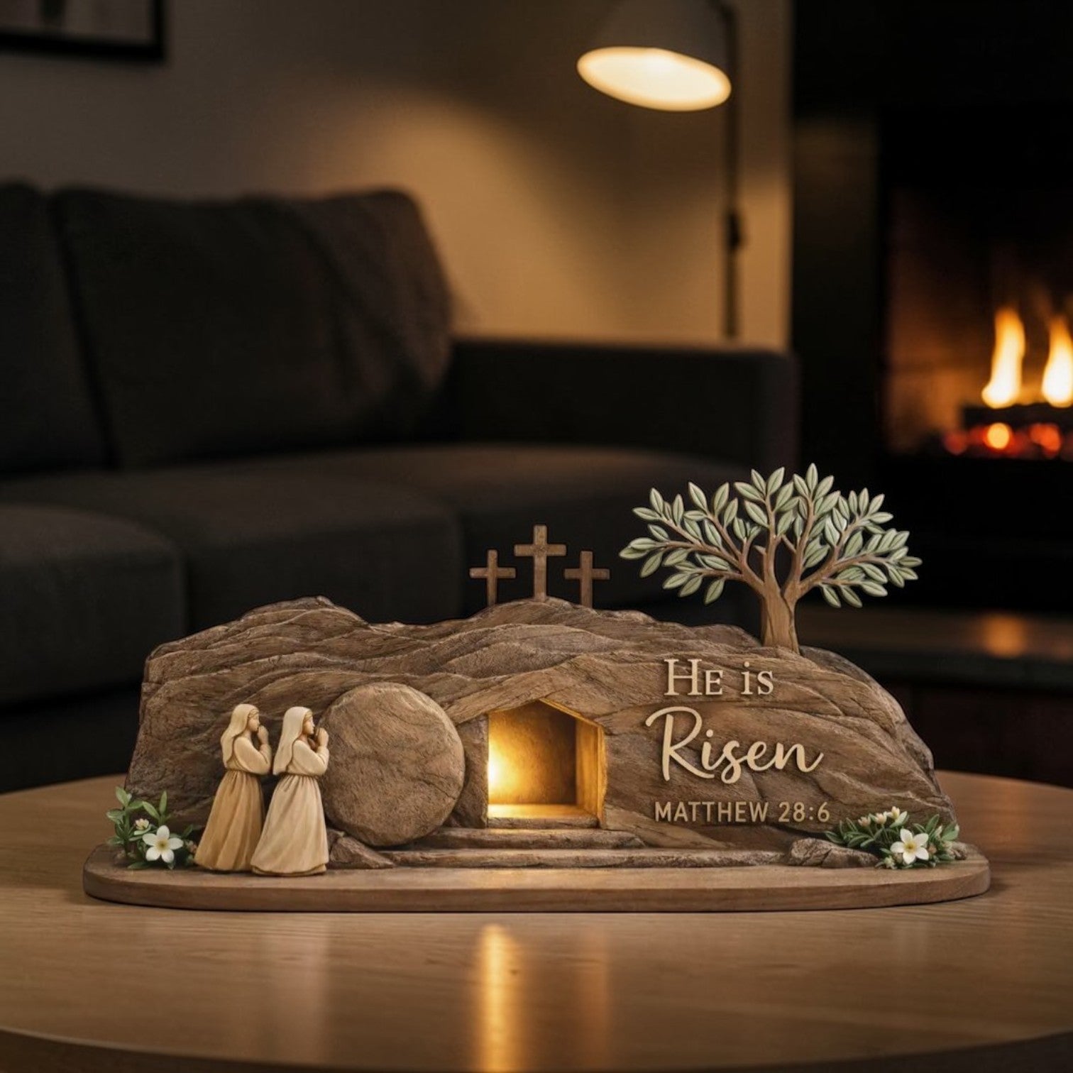 He Is Risen Easter Wooden Block – Resurrection Table Sign