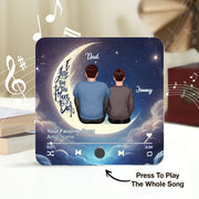 Papa Grandpa & Kids Sitting On Moon Personalized Music Fridge Magnet, Perfect 2025 Father's Day Gift For Husband, For Dad, For Grandpa