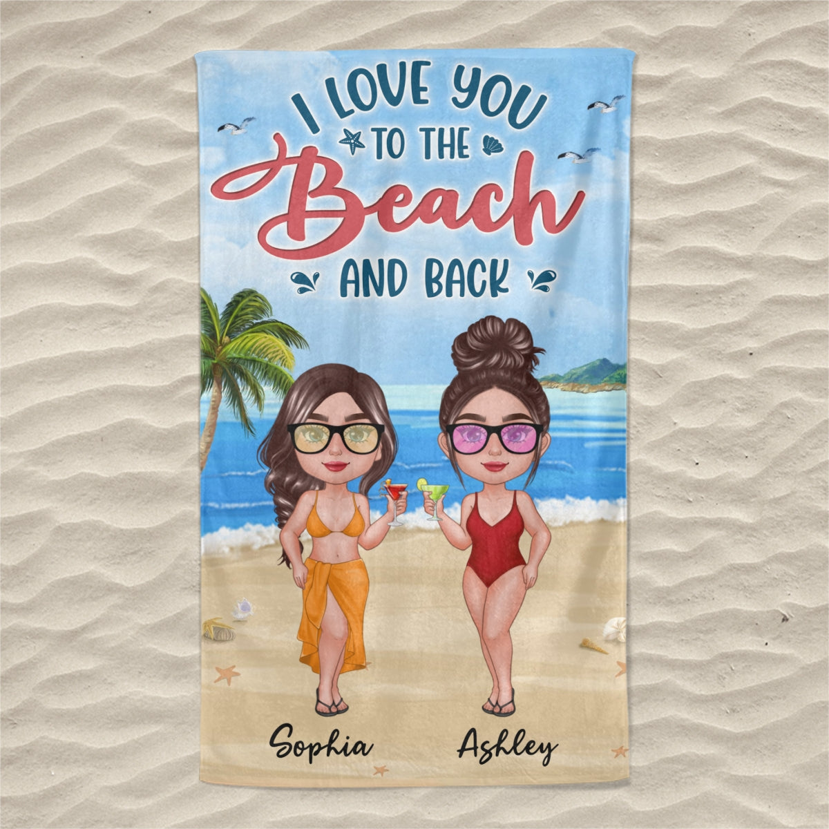 Doll Women Standing New Face Besties Sisters Summer Personalized Beach Towel