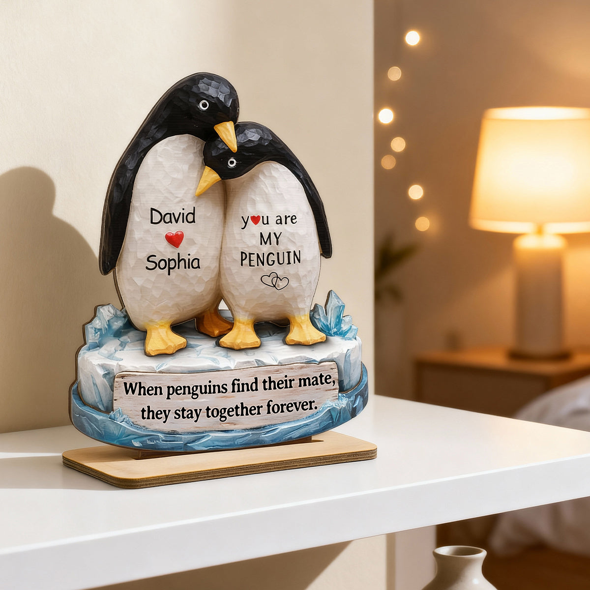 You Are My Penguin - Personalized 2-Layered Wooden Plaque - Sentimental Wedding Anniversary Gift, Gift for Him, for Her