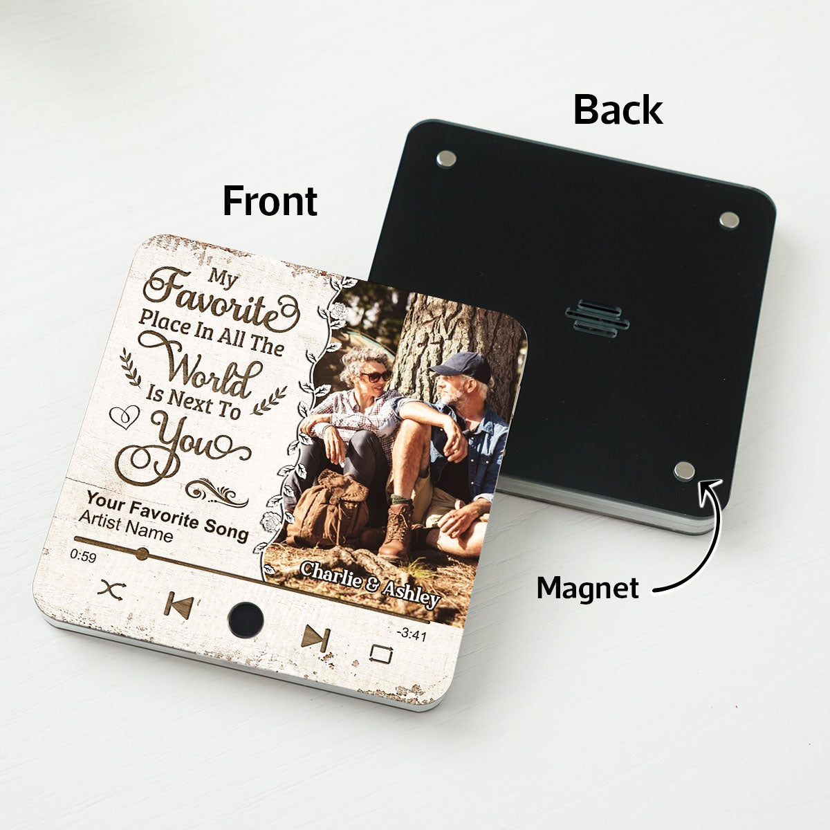 Favorite Place In The World Couple Custom Photo Personalized Music Fridge Magnet,  Gift For Him, For Her
