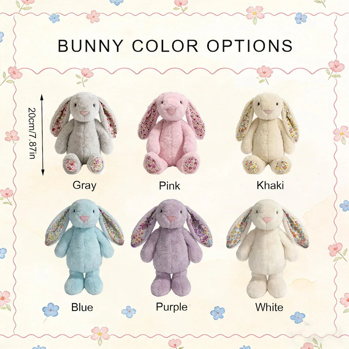 Custom Flora Stuffed Bunny – Personalized Plush Easter Gift