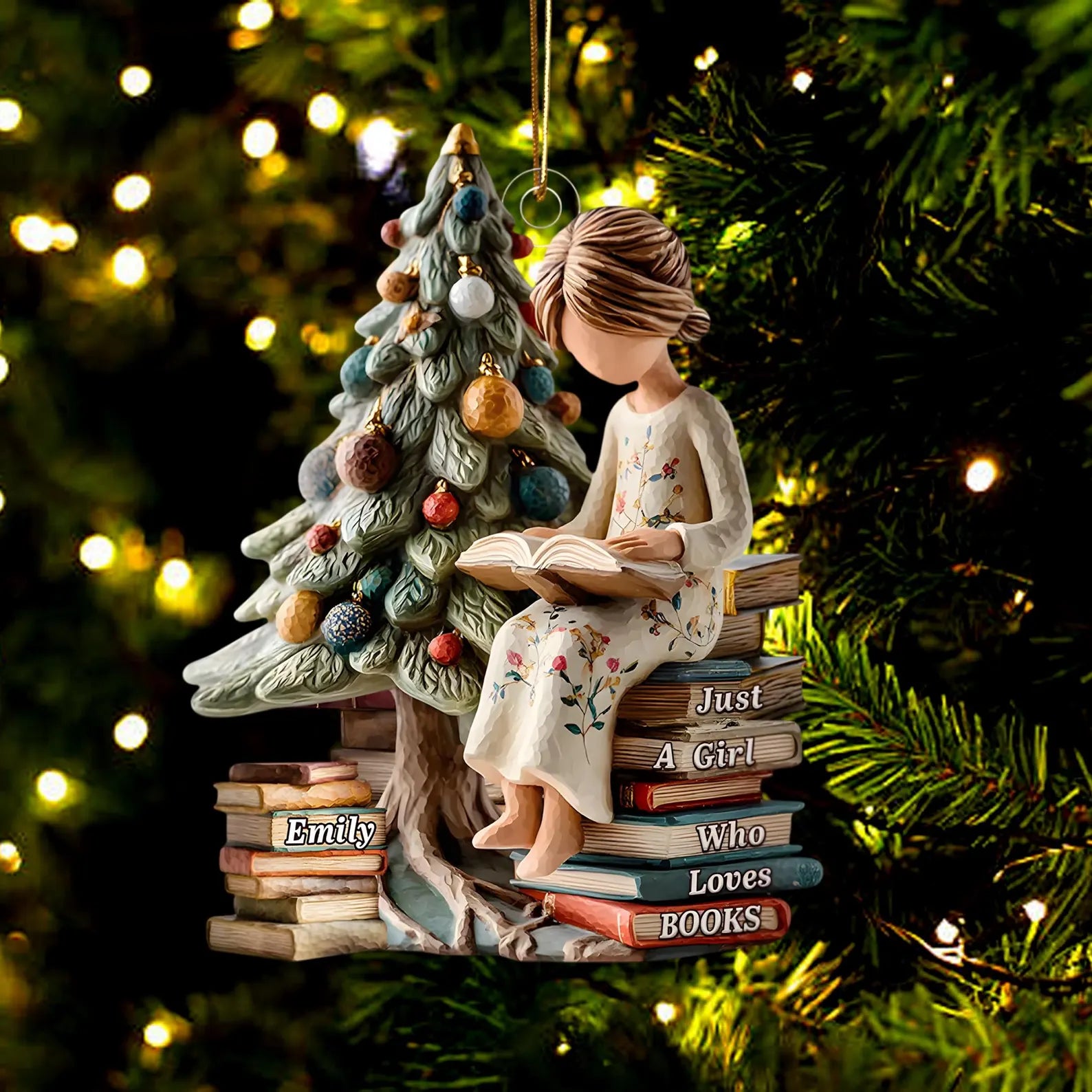 Just a Girl Who Loves Books Ornament, Personalized Reading Girl Ornament, Book Lover Christmas Gift