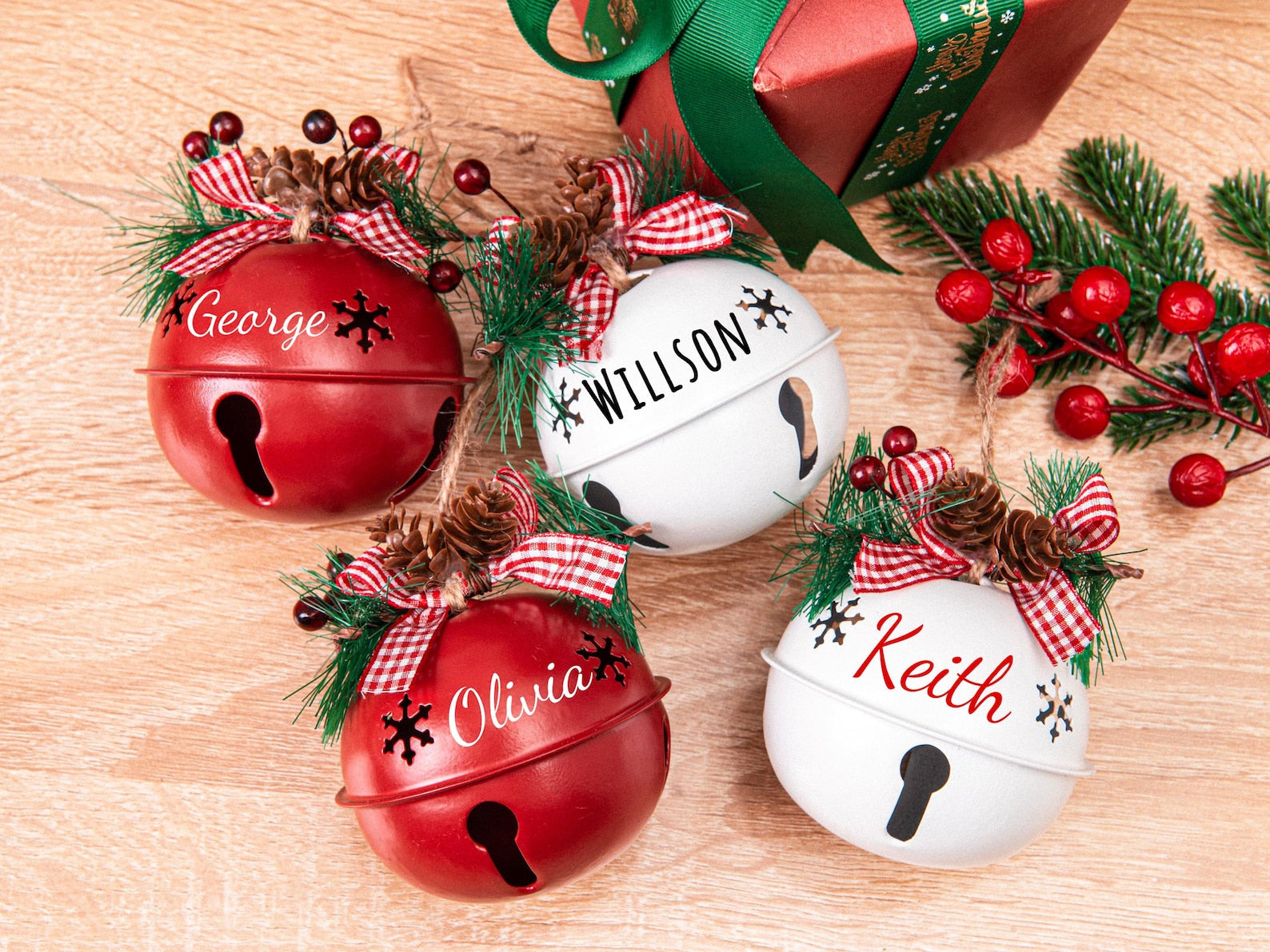 Personalized Jingle Bell Ornament, Christmas Tree Ornament, Holiday Decor
