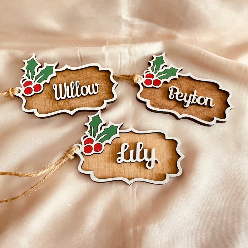 Personalised Christmas Holly Stocking Tags