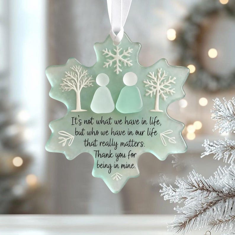 Snowflake Real Sea Friendship Ornament, Timeless Friendship Keepsake, Christmas Tree Hanging Ornaments, Best Friend Christmas Gifts