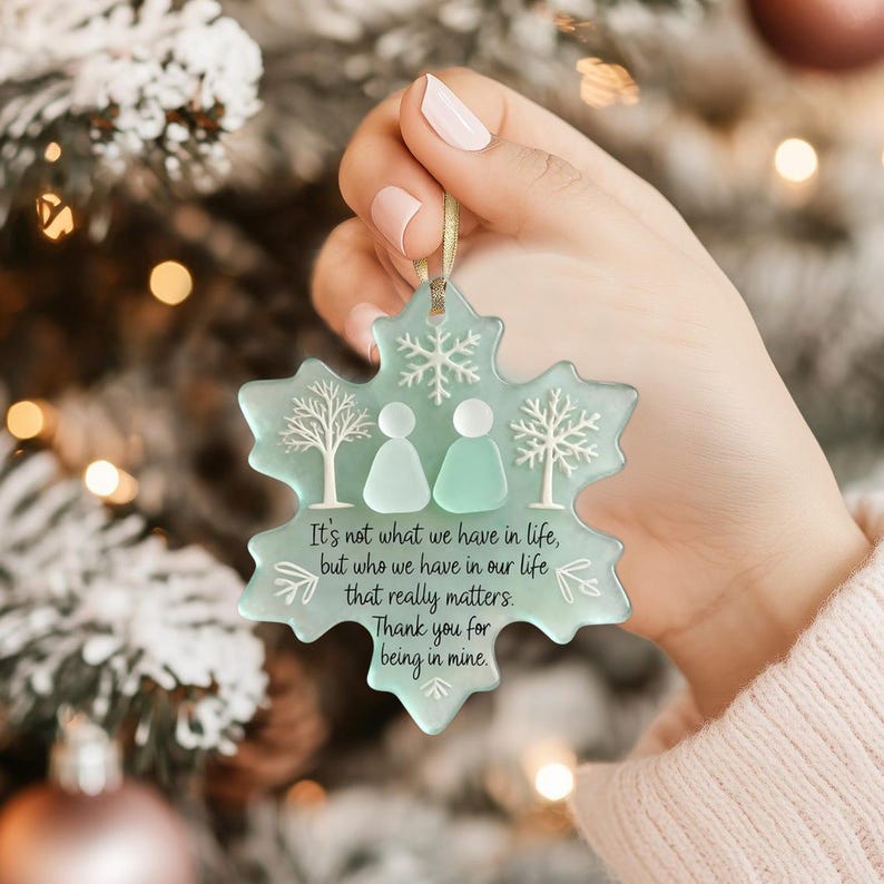 Snowflake Real Sea Friendship Ornament, Timeless Friendship Keepsake, Christmas Tree Hanging Ornaments, Best Friend Christmas Gifts