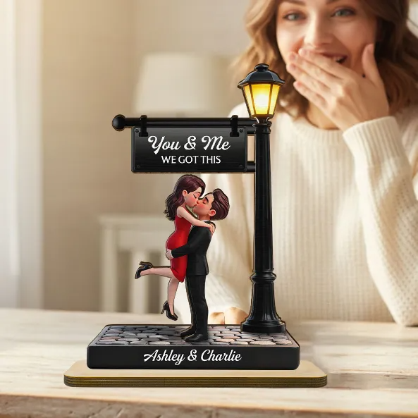 Timeless Love Under The Light - Personalized 2-Layered Wooden Plaque - Heartfelt Anniversary Gift, Wedding Gift For Couple, For Him, For Her