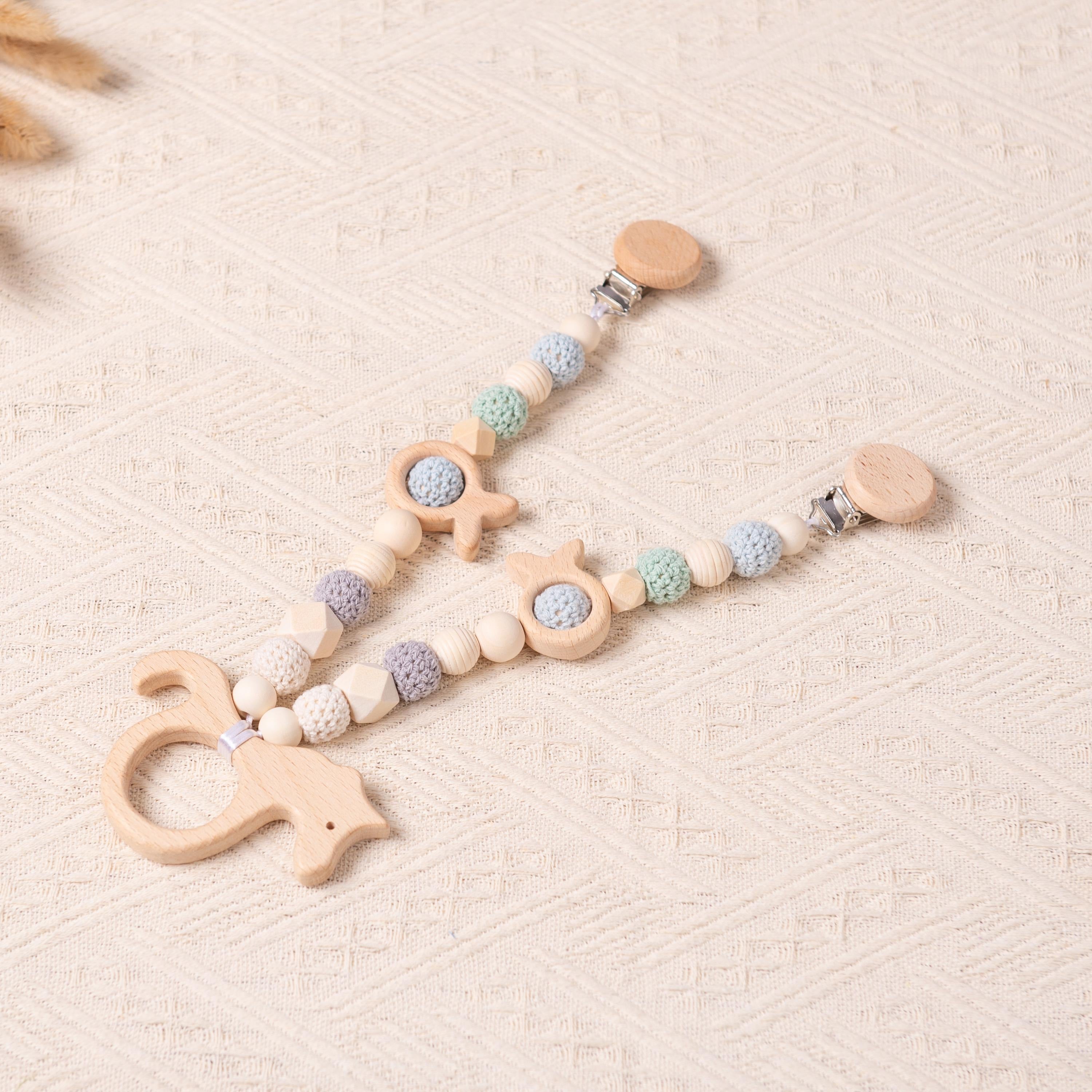 Handmade Gifts for Baby Boy and Girl, Stroller Chain, Baby Stroller Pendant, Pram Garland with Wooden Toy, Baby Shower Gifts, Newborn Gifts