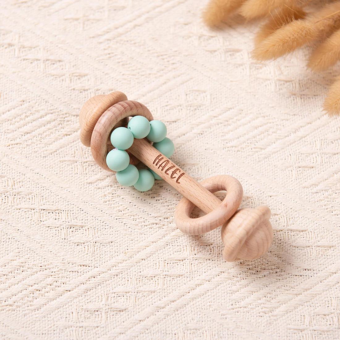 Custom Wooden Rattle, Sensory Toys for Baby, Personalized New Baby Gifts, Baby Shower Gifts, Nephew Gifts, Newborn Gifts, Christmas Gifts