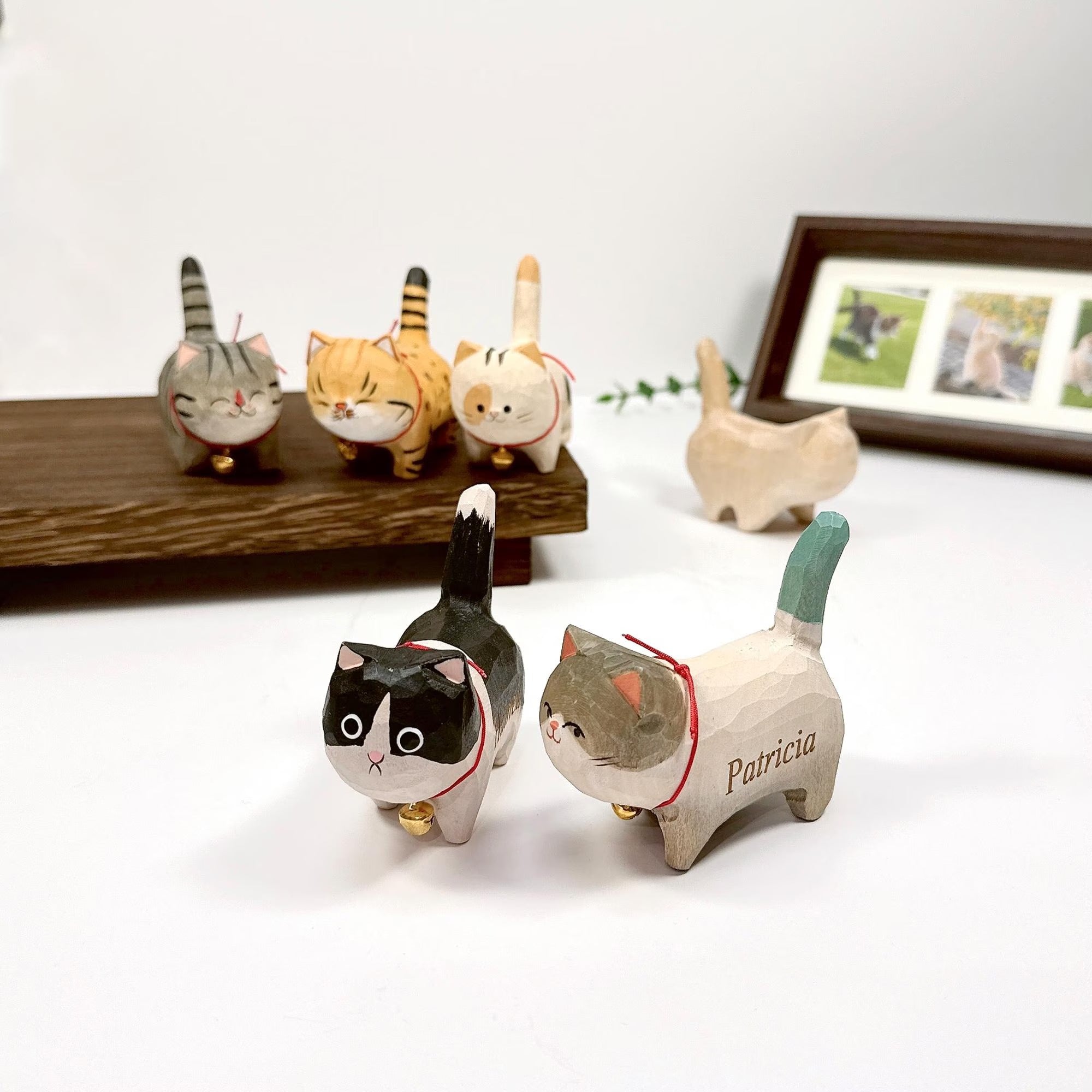 Handmade Wooden Cat Ornament,Engraved name - Memorial Gifts,Wood Cat Figurine,Desktop cat decor,Unique Cat Lover Gift,Gift for friend
