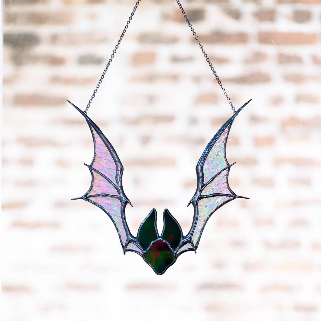 Stained Glass Bat Suncatcher. Gothic Halloween Decor with Wings. Unique Spooky Window Decoration. Perfect Halloween Bat Gift for Friends