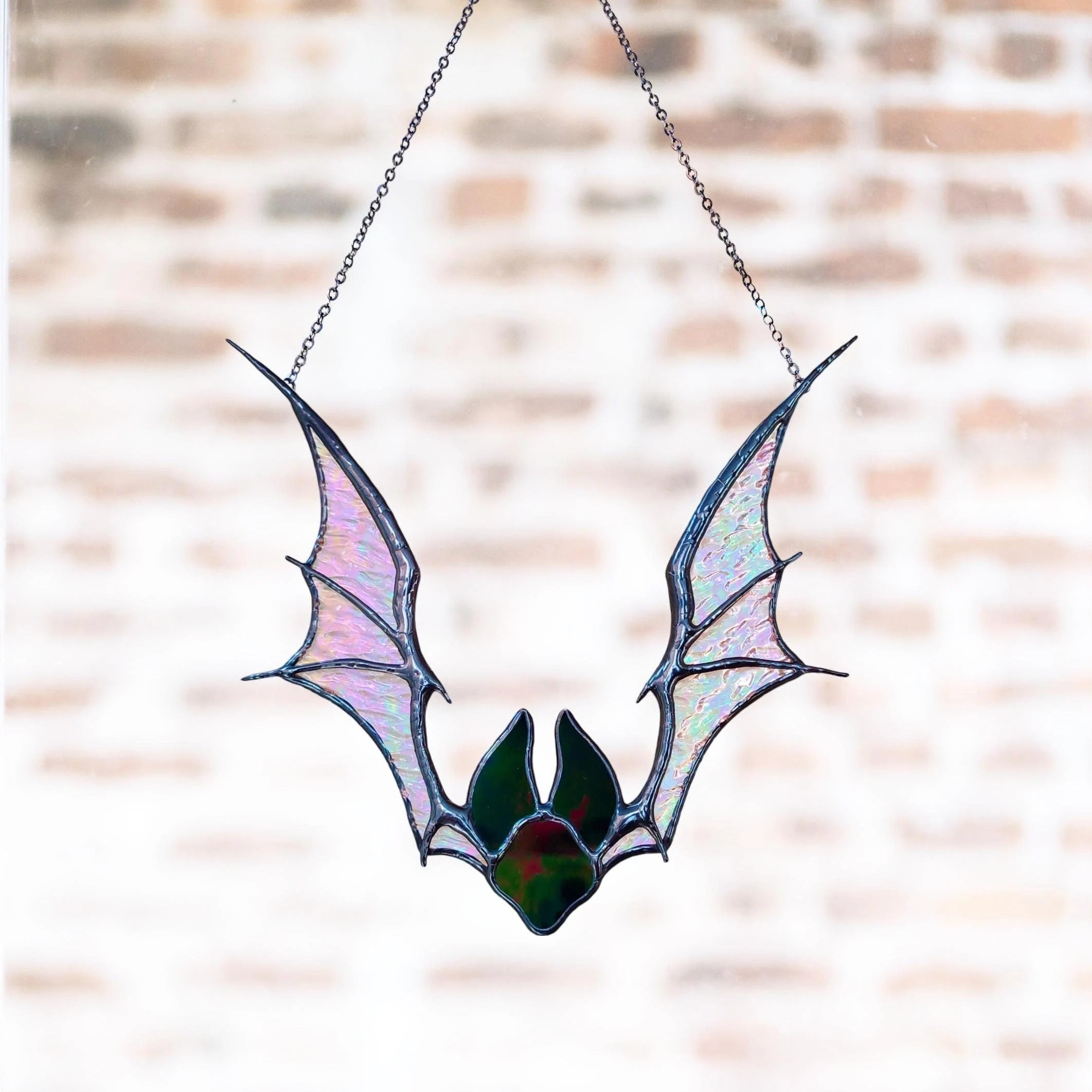 Stained Glass Bat Suncatcher. Gothic Halloween Decor with Wings. Unique Spooky Window Decoration. Perfect Halloween Bat Gift for Friends