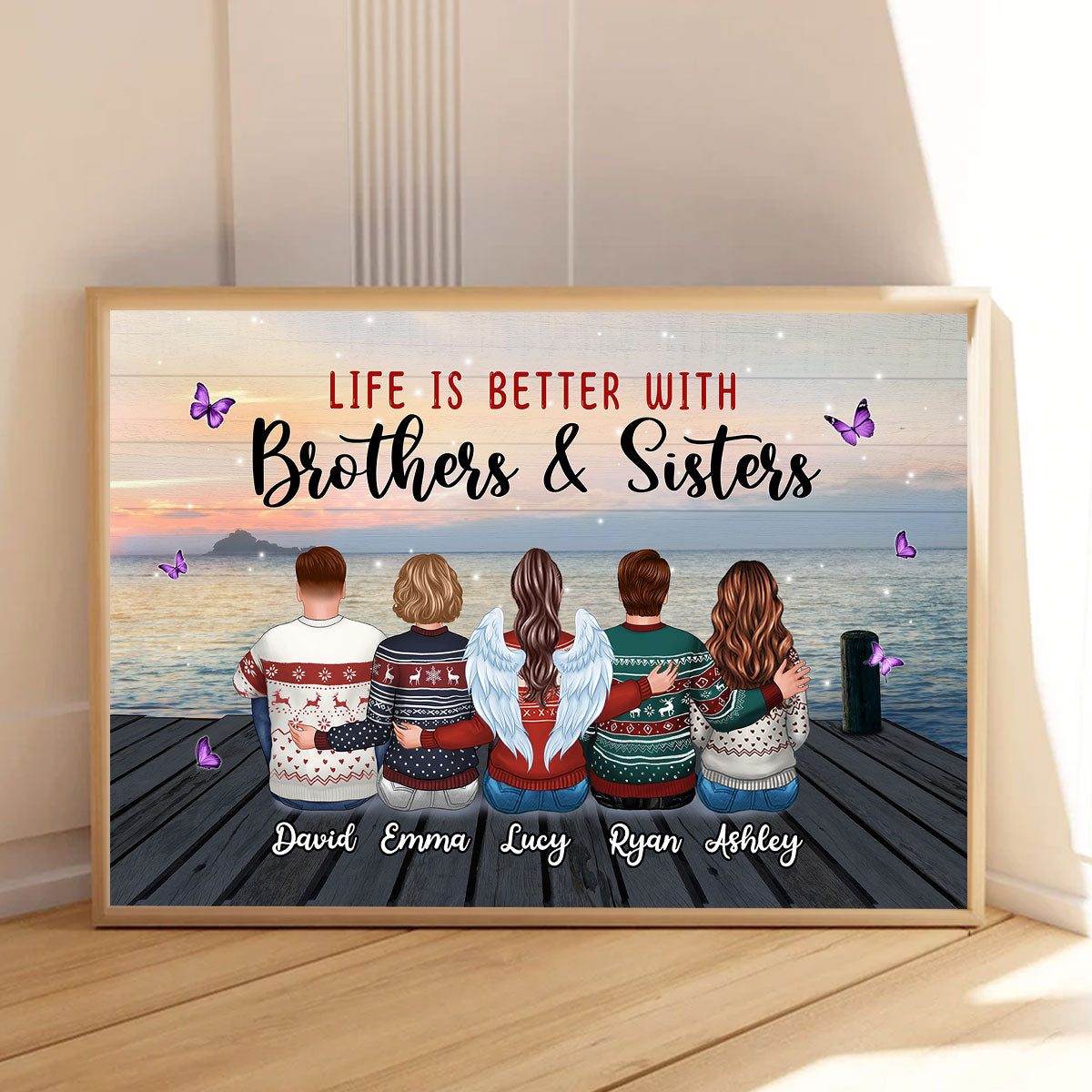 Family Siblings Besties Sitting Gift Personalized Poster