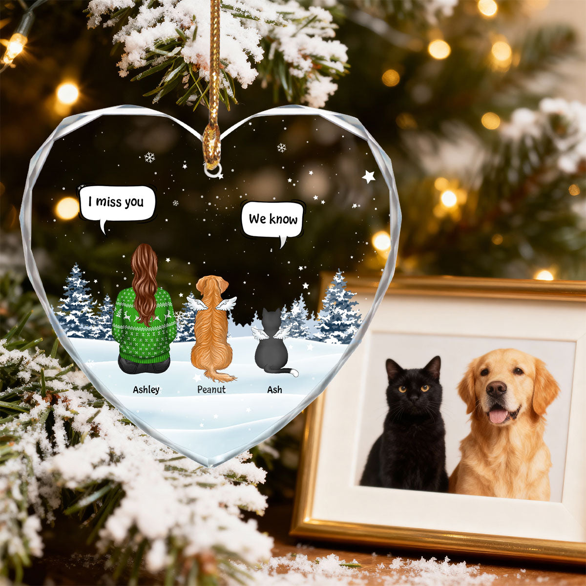 I Still Talk About You Dog Cat Memorial - Personalized Glass Ornament - Memorial Christmas Gift For Dog Lovers, Cat Lovers