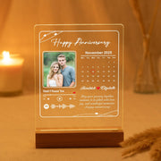 Custom Spotify Song Plaque with Calendar & Photo – Romantic Gift for Couples