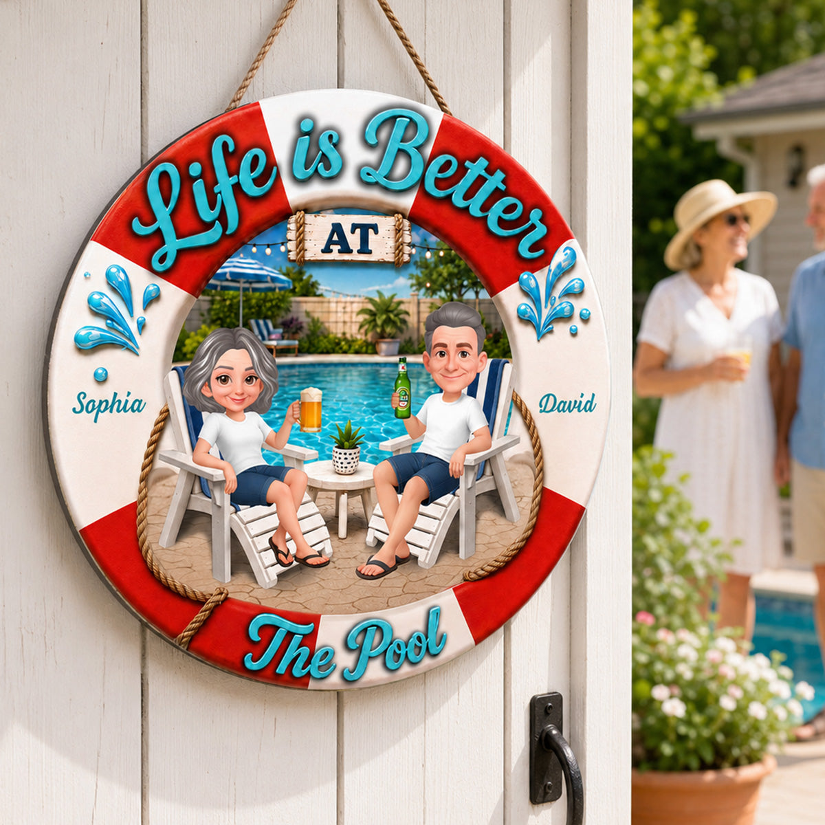 Life Is Better At The Pool 2D Flat - Personalized Wood Sign