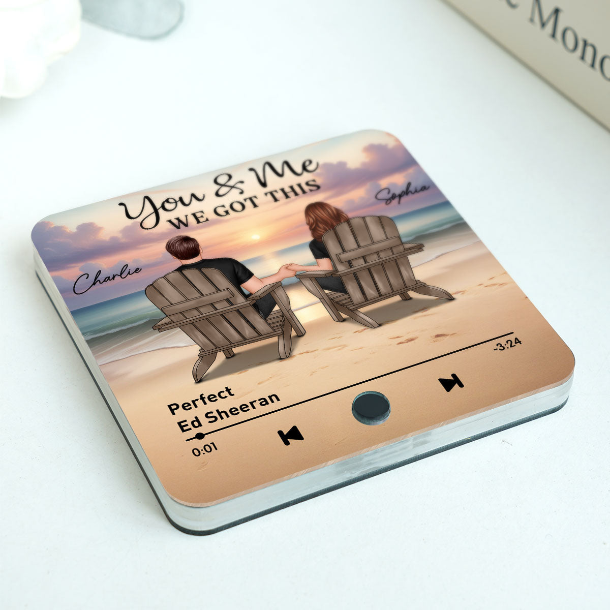Couple Back View At Beach Favorite Song Personalized Music Fridge Magnet,  Gift For Couple