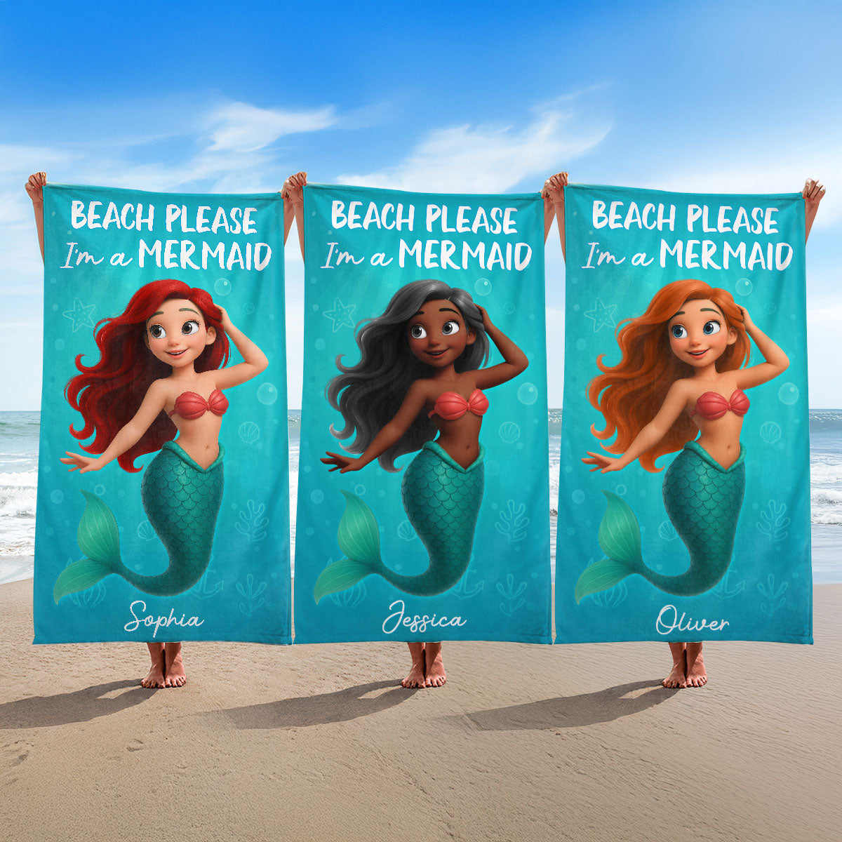 Beach Please I'm A Mermaid Personalized Beach Towel, Summer Gift for her, Besties Beach Trip