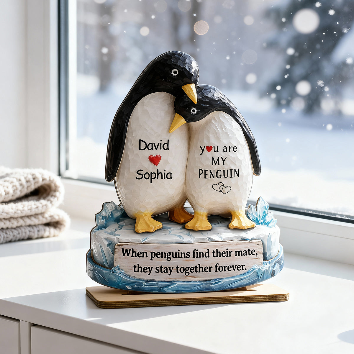 You Are My Penguin - Personalized 2-Layered Wooden Plaque - Sentimental Wedding Anniversary Gift, Gift for Him, for Her
