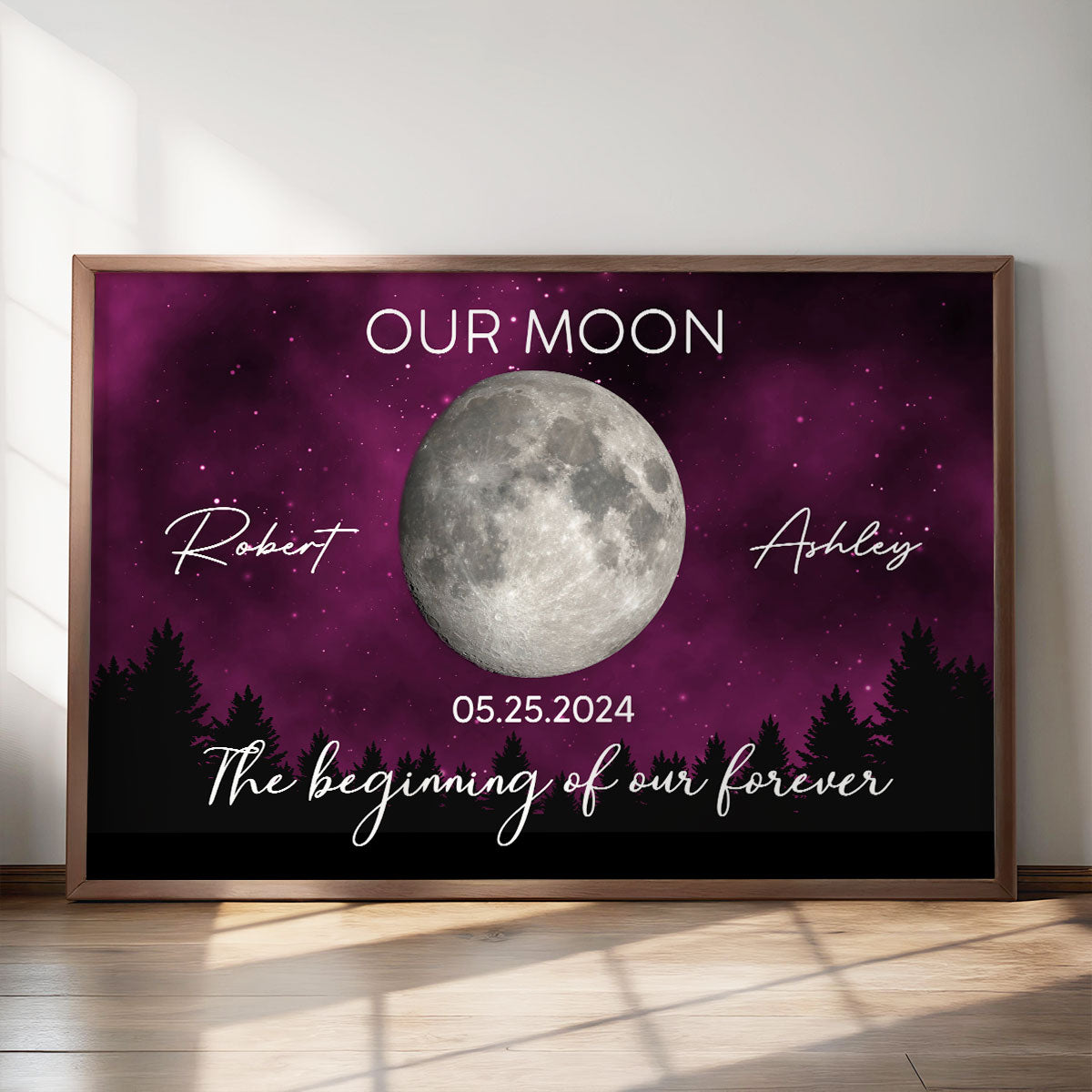 Galaxy Night Eternal Love Couple Custom Moon Phase Anniversary Date Personalized Poster| Anniversary Gift, Wedding Gift For Couple