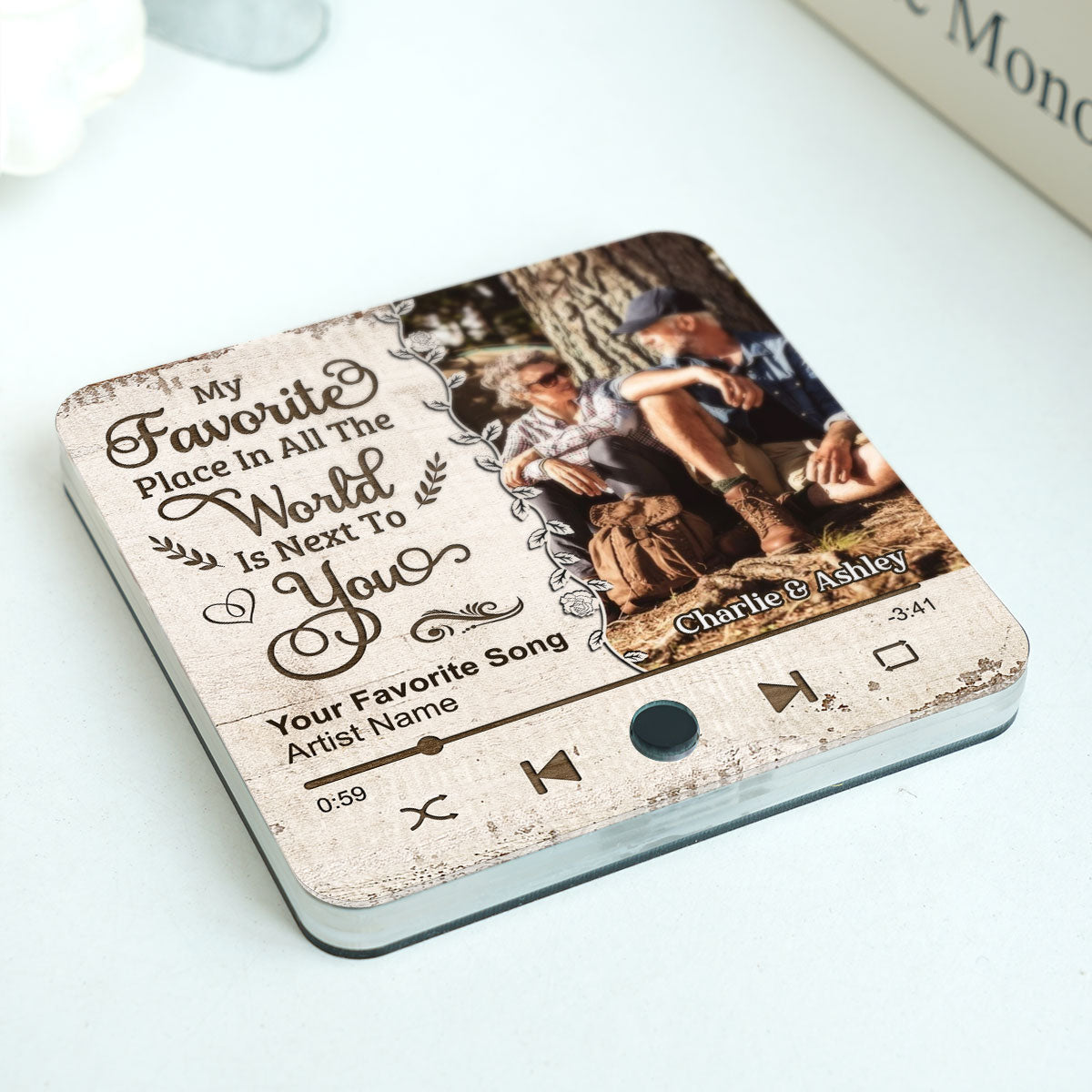 Favorite Place In The World Couple Custom Photo Personalized Music Fridge Magnet,  Gift For Him, For Her