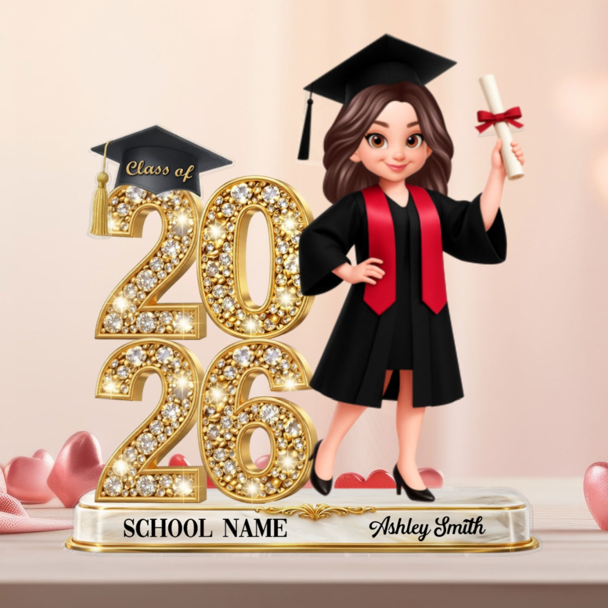 Class Of Year Graduation Behind You All Your Dream - Personalized Acrylic Block Plaque - Graduation Gift For Graduates, Daughter, Son